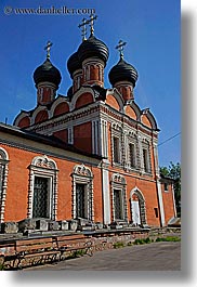 asia, black, buildings, churches, crosses, domed, monestaries, moscow, onion dome, religious, russia, steeples, structures, vertical, photograph