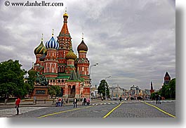 asia, buildings, churches, clouds, colorful, colors, horizontal, landmarks, moscow, nature, onion dome, pedestrians, people, pokrovskiy, religious, russia, sky, st basil, st basil cathedral, st. basil, structures, photograph