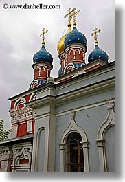 asia, blues, buildings, churches, domes, moscow, onion dome, onions, religious, russia, structures, vertical, photograph
