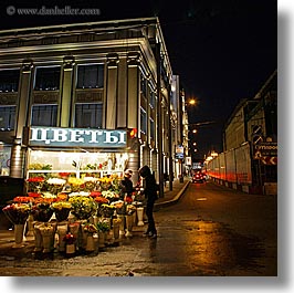 asia, buildings, city scenes, flowers, moscow, nite, russia, square format, vendors, photograph