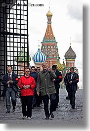 asia, churches, groups, moscow, people, russia, st basil, vertical, walking, photograph