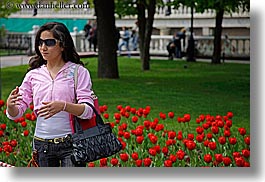 asia, girls, horizontal, moscow, people, pink, red, russia, teenagers, tulips, womens, photograph