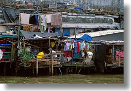 asia, bangkok, horizontal, laundry, river bank, rivers, thailand, photograph