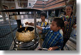 asia, bangkok, boys, horizontal, incense, lighting, thailand, wat phra kaew, photograph