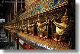 asia, bangkok, garuda, horizontal, statues, thailand, wat phra kaew, photograph