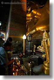 asia, bangkok, candles, lighting, people, thailand, vertical, wat phra kaew, photograph