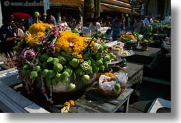 asia, bangkok, flowers, horizontal, people, praying, thailand, wat phra kaew, photograph