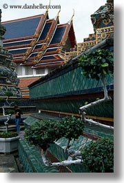 asia, bangkok, plants, temples, thailand, vertical, wat phra kaew, photograph
