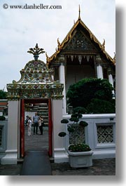 asia, bangkok, doors, looking, thailand, tourists, vertical, wat phra kaew, photograph