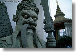 asia, bangkok, horizontal, statues, thailand, warriors, wat phra kaew, photograph