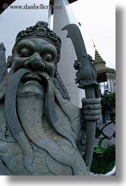asia, bangkok, statues, thailand, vertical, warriors, wat phra kaew, photograph