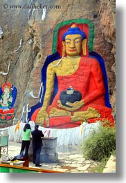 arts, asia, buddhas, buddhist, couples, frescoes, lhasa, paintings, religious, tibet, vertical, photograph
