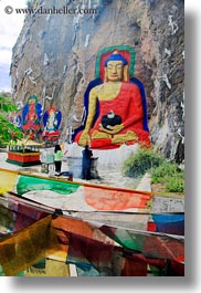 arts, asia, buddhas, buddhist, couples, flags, frescoes, lhasa, paintings, prayer flags, prayers, religious, tibet, vertical, photograph