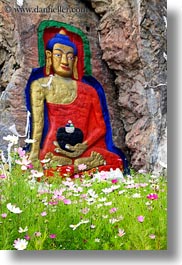 arts, asia, buddhas, buddhist, flowers, frescoes, lhasa, paintings, pink, religious, tibet, vertical, photograph