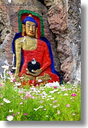 arts, asia, buddhas, buddhist, flowers, frescoes, lhasa, paintings, pink, religious, tibet, vertical, photograph