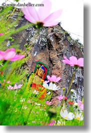 arts, asia, buddhas, buddhist, flowers, frescoes, lhasa, paintings, perspective, pink, religious, tibet, upview, vertical, photograph