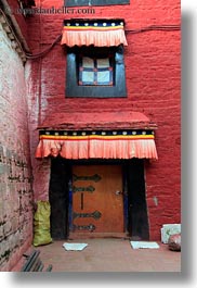 asia, awnings, doors, ganden monastery, lhasa, tibet, vertical, windows, photograph