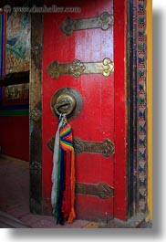 asia, doors, ganden monastery, lhasa, ornate, paint, red, slow exposure, tibet, vertical, photograph