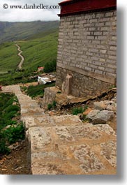 asia, ganden monastery, landscapes, lhasa, paths, stairs, tibet, vertical, photograph