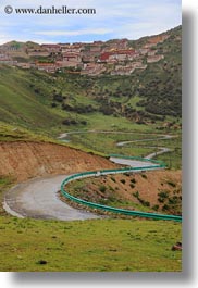 asia, ganden monastery, landscapes, lhasa, monastery, roads, tibet, vertical, winding, photograph