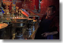 asia, candles, ganden monastery, glow, horizontal, lhasa, lights, monks, tibet, photograph