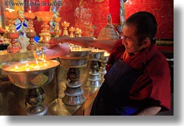 asia, candles, ganden monastery, glow, horizontal, lhasa, lights, monks, tibet, photograph