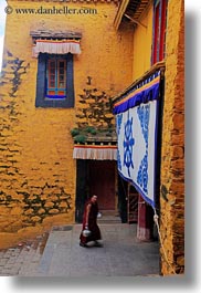 asia, awnings, doors, ganden monastery, lhasa, monks, tibet, vertical, windows, photograph