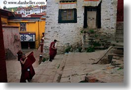 asia, ganden monastery, horizontal, lhasa, monks, staris, tibet, walking, photograph