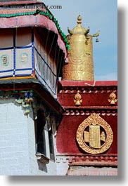 asia, buddhist, golden, jokhang temple, lhasa, religious, roofs, temples, tibet, towers, vertical, photograph