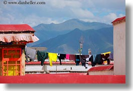 asia, clouds, horizontal, jokhang temple, laundry, lhasa, mountains, nature, sky, tibet, photograph