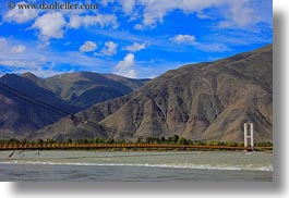 asia, bridge, horizontal, landscapes, lhasa, mountains, tibet, photograph