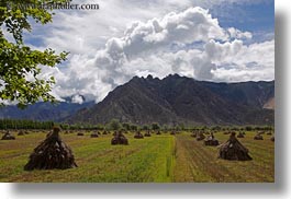 asia, clouds, fields, horizontal, landscapes, lhasa, mountains, nature, sky, tibet, photograph