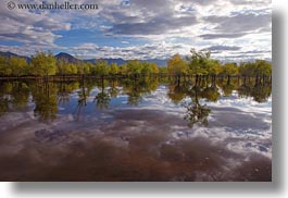 asia, clouds, horizontal, lakes, landscapes, lhasa, mountains, nature, reflections, tibet, trees, water, photograph