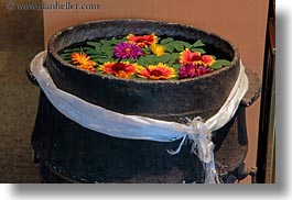 asia, barrels, flowers, horizontal, lhasa, tibet, photograph