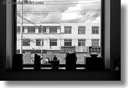 asia, black and white, horizontal, lhasa, silhouettes, teapots, tibet, photograph