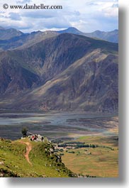 asia, bluff, lhasa, monastery hike, mountains, overlooking, tibet, vertical, photograph