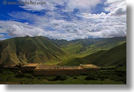 asia, clouds, horizontal, lhasa, monastery hike, mountains, nature, sky, tibet, valley, photograph