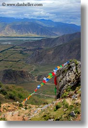 asia, flags, landscapes, lhasa, monastery hike, prayers, tibet, vertical, photograph