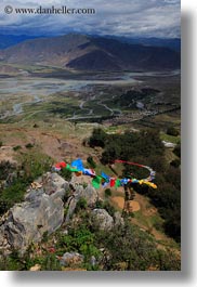 asia, flags, landscapes, lhasa, monastery hike, prayers, tibet, vertical, photograph