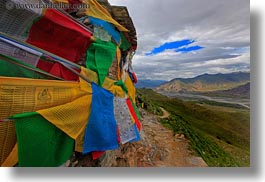 asia, flags, horizontal, landscapes, lhasa, monastery hike, prayers, tibet, photograph