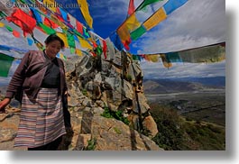 asia, emotions, flags, horizontal, lhasa, monastery hike, old, prayers, smiles, tibet, tibetan, womens, photograph