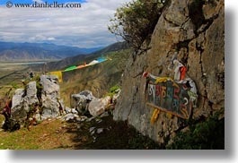 asia, flags, horizontal, landscapes, lhasa, monastery hike, prayers, signs, tibet, photograph