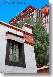 asia, lhasa, potala, tibet, vertical, windows, photograph