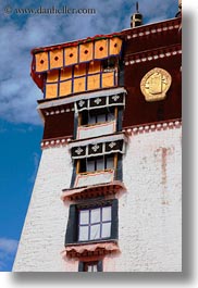 asia, lhasa, potala, tibet, vertical, windows, photograph