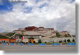 asia, clouds, from, horizontal, lhasa, nature, palace, potala, sky, streets, tibet, photograph