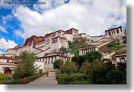 asia, clouds, horizontal, lhasa, nature, palace, potala, sky, tibet, photograph