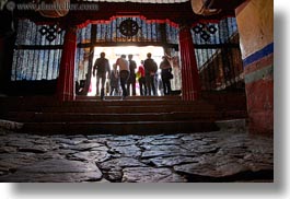 asia, doors, glow, horizontal, leaving, lhasa, lights, materials, people, potala, rocks, stairs, stones, tibet, photograph