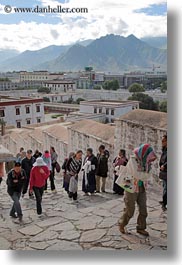 asia, clouds, lhasa, nature, people, potala, sky, stairs, tibet, vertical, walking, photograph