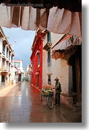 asia, bicycles, lhasa, streets, tibet, vertical, photograph