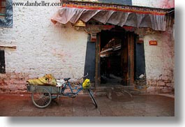 asia, bicycles, horizontal, lhasa, streets, tibet, photograph
